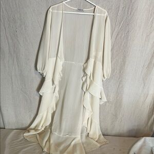 Fashion Nova Cream Sheer Coverup